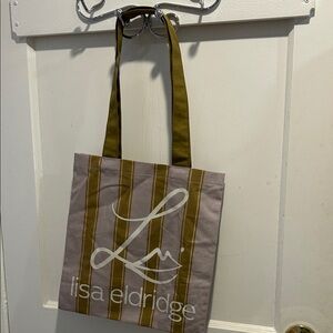 Lisa Eldridge purple and olive tote